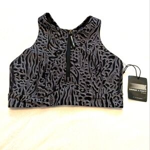 Savage X Fenty Gray Animal Print Half-zip Women's Sports Bra Size M (8/10)